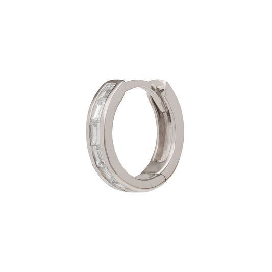 Half Baguette Huggie 8mm - White Gold - Main Img