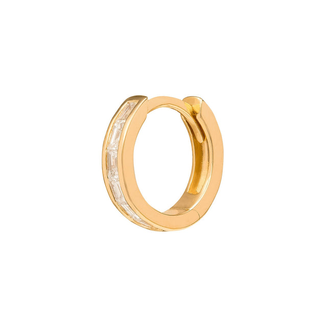 Trouver Half Baguette Huggie 8mm - Yellow Gold - Earrings - Broken English Jewelry