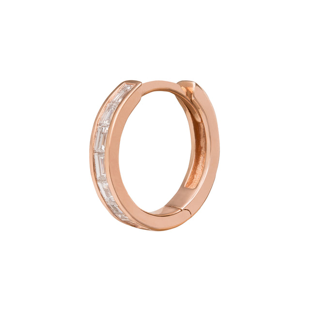 Trouver Half Baguette Huggie 9.5mm - Rose Gold - Earrings - Broken English Jewelry
