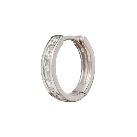 Half Baguette Huggie 9.5mm - White Gold - Main Img