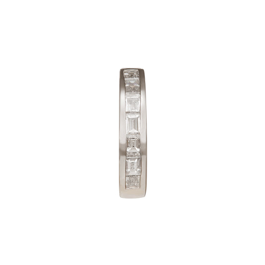 Half Baguette Huggie 9.5mm - White Gold