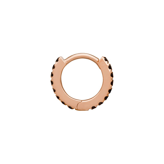 Paved Black Diamond Huggie 6.5mm - Rose Gold