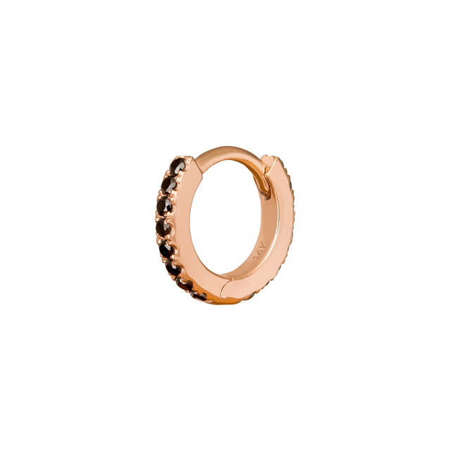 Trouver Paved Black Diamond Huggie 6.5mm -Rose Gold - Earrings - Broken English Jewelry