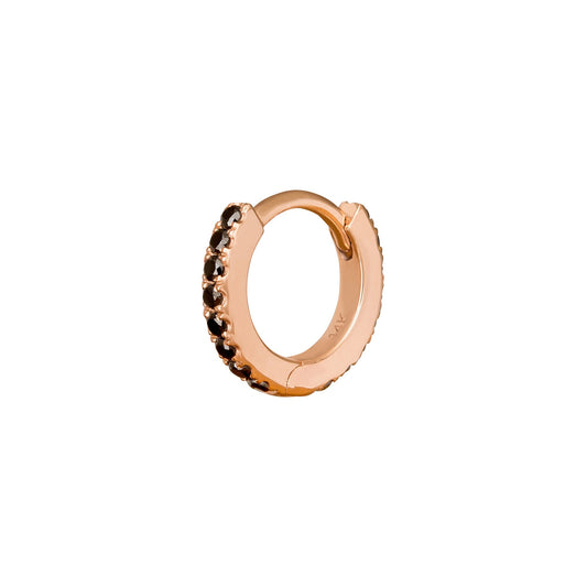 Paved Black Diamond Huggie 6.5mm - Rose Gold - Main Img