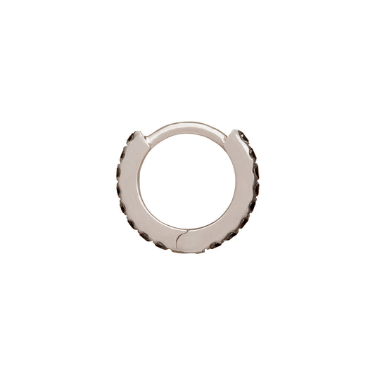 Paved Black Diamond Huggie 6.5mm - White Gold