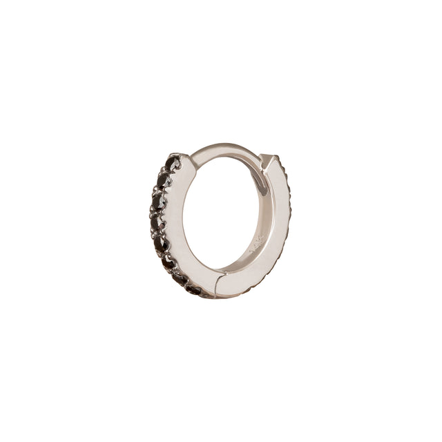Trouver Paved Black Diamond Huggie 6.5mm - White Gold - Earrings - Broken English Jewelry