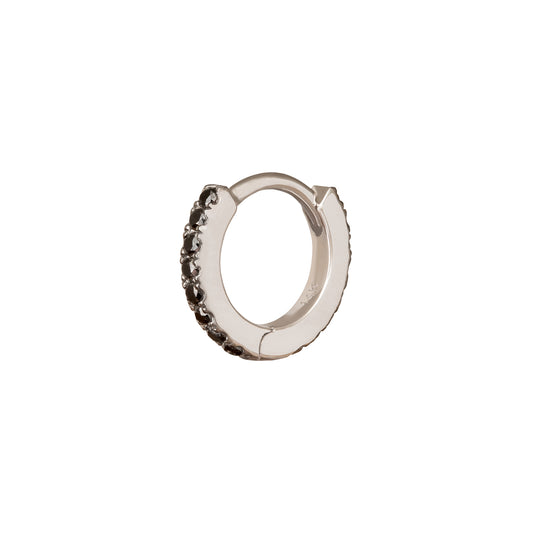 Paved Black Diamond Huggie 6.5mm - White Gold - Main Img