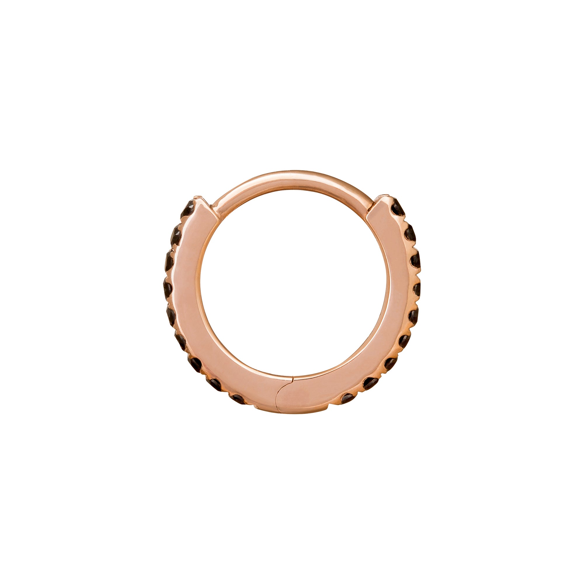 Trouver Paved Black Diamond Huggie 8mm - Rose Gold - Earrings - Broken English Jewelry