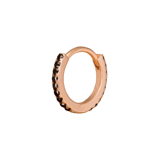 Paved Black Diamond Huggie 8mm - Rose Gold - Main Img