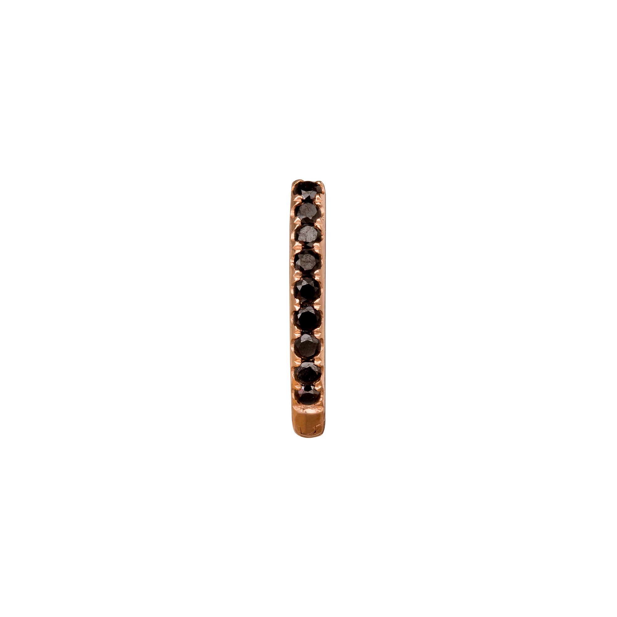 Trouver Paved Black Diamond Huggie 8mm - Rose Gold - Earrings - Broken English Jewelry