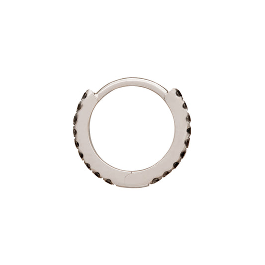 Paved Black Diamond Huggie 8mm - White Gold