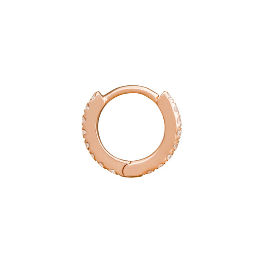 Paved Huggie 6.5mm - Rose Gold