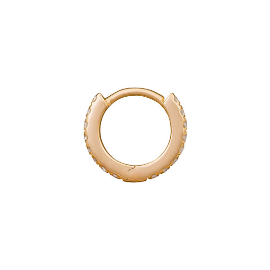 Paved Huggie 6.5mm - Yellow Gold