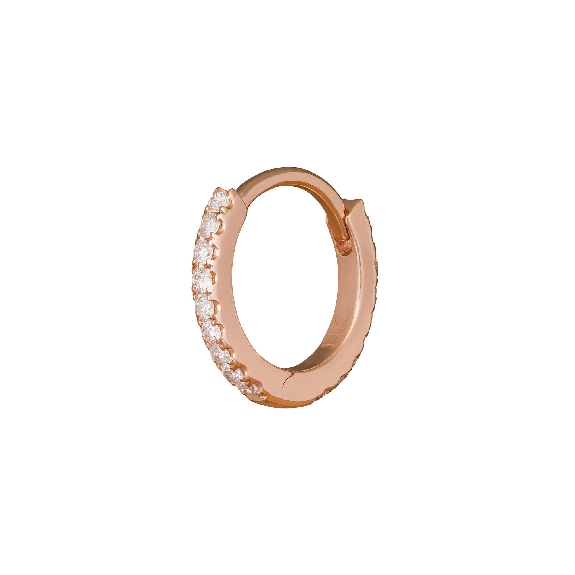 Trouver Paved Huggie 8mm - Rose Gold - Earrings - Broken English Jewelry
