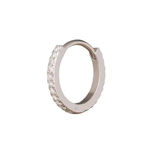 Paved Huggie 9.5mm - White Gold - Main Img