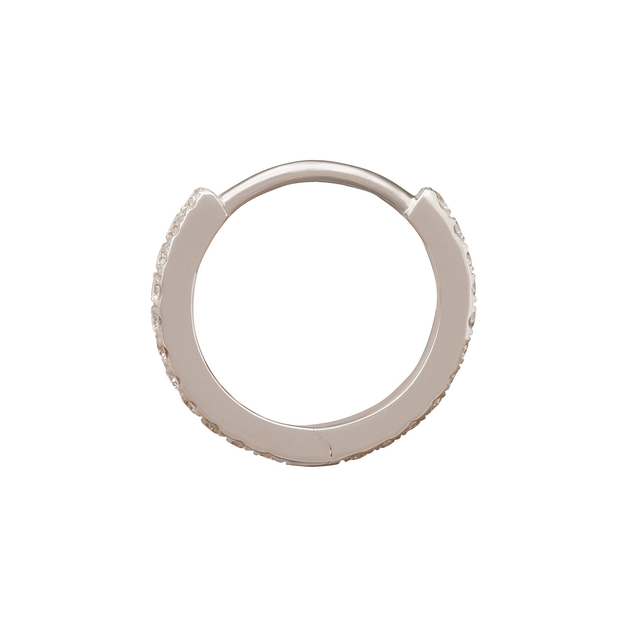 Trouver Paved Huggie 9.5mm - White Gold - Earrings - Broken English Jewelry