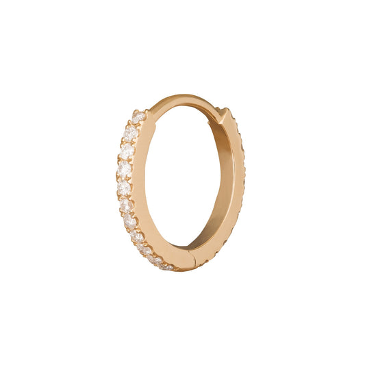 Paved Huggie 9.5mm - Yellow Gold - Main Img