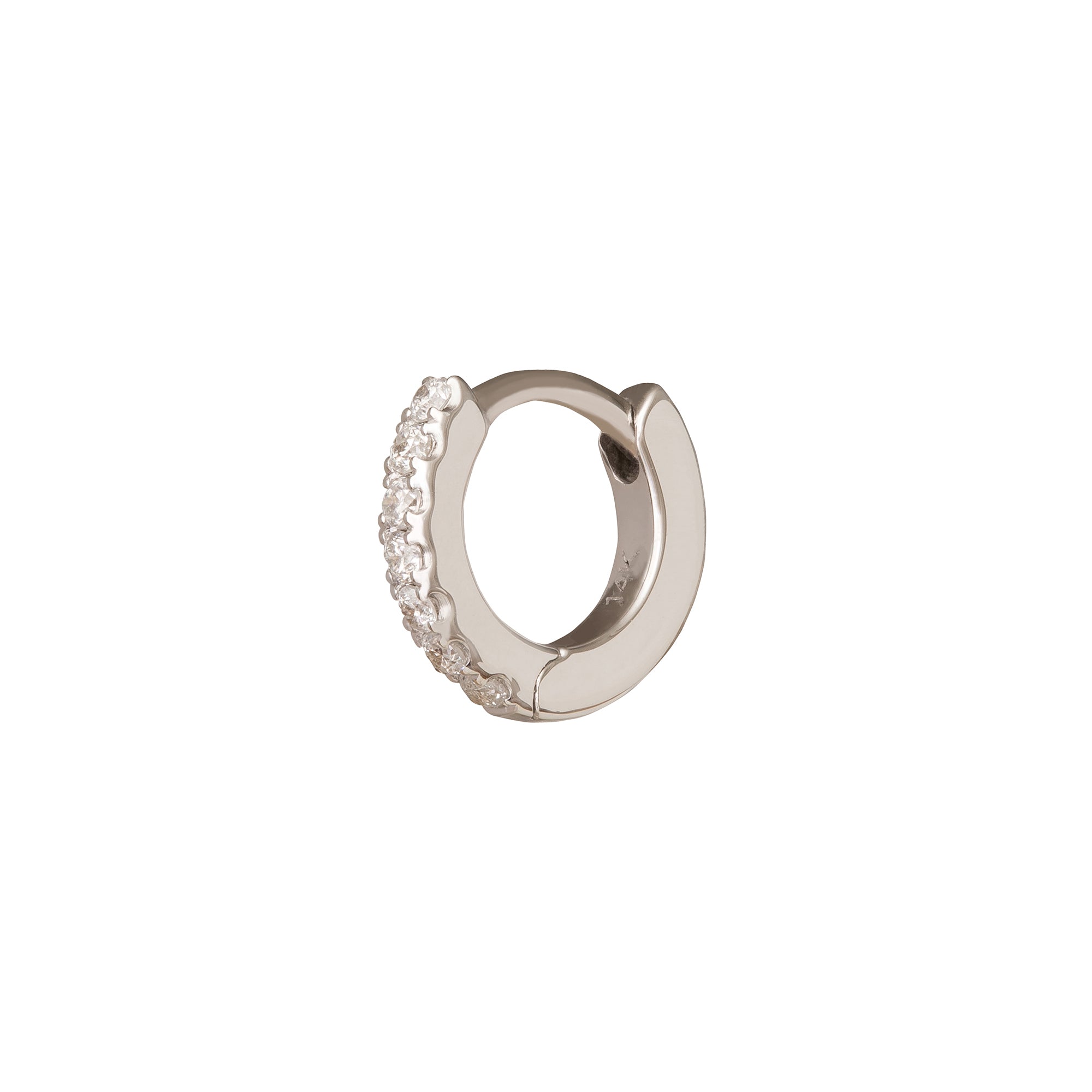Trouver Half Paved Huggie 5mm - White Gold - Earrings - Broken English Jewelry