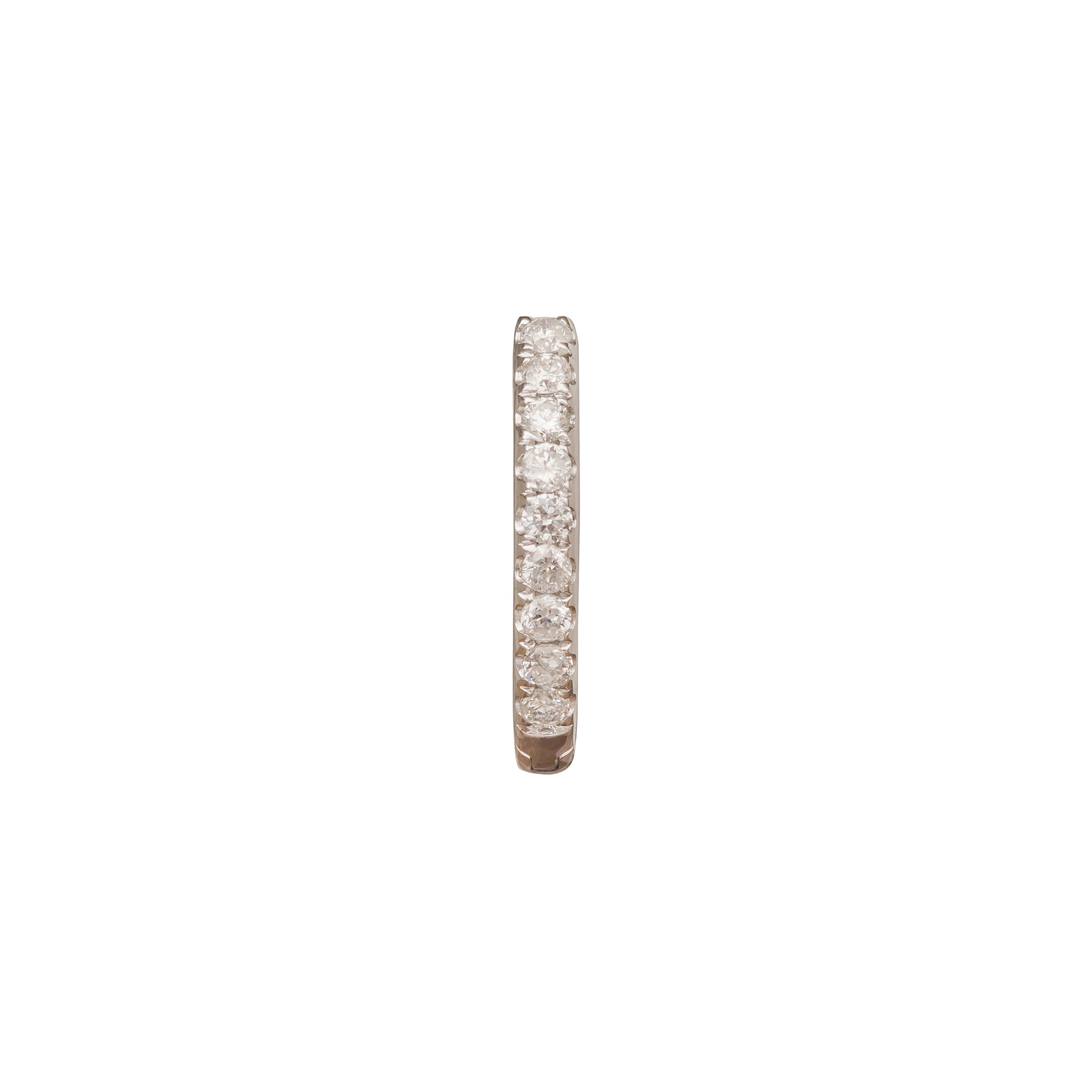 Trouver Half Paved Huggie 8mm - White Gold - Earrings - Broken English Jewelry