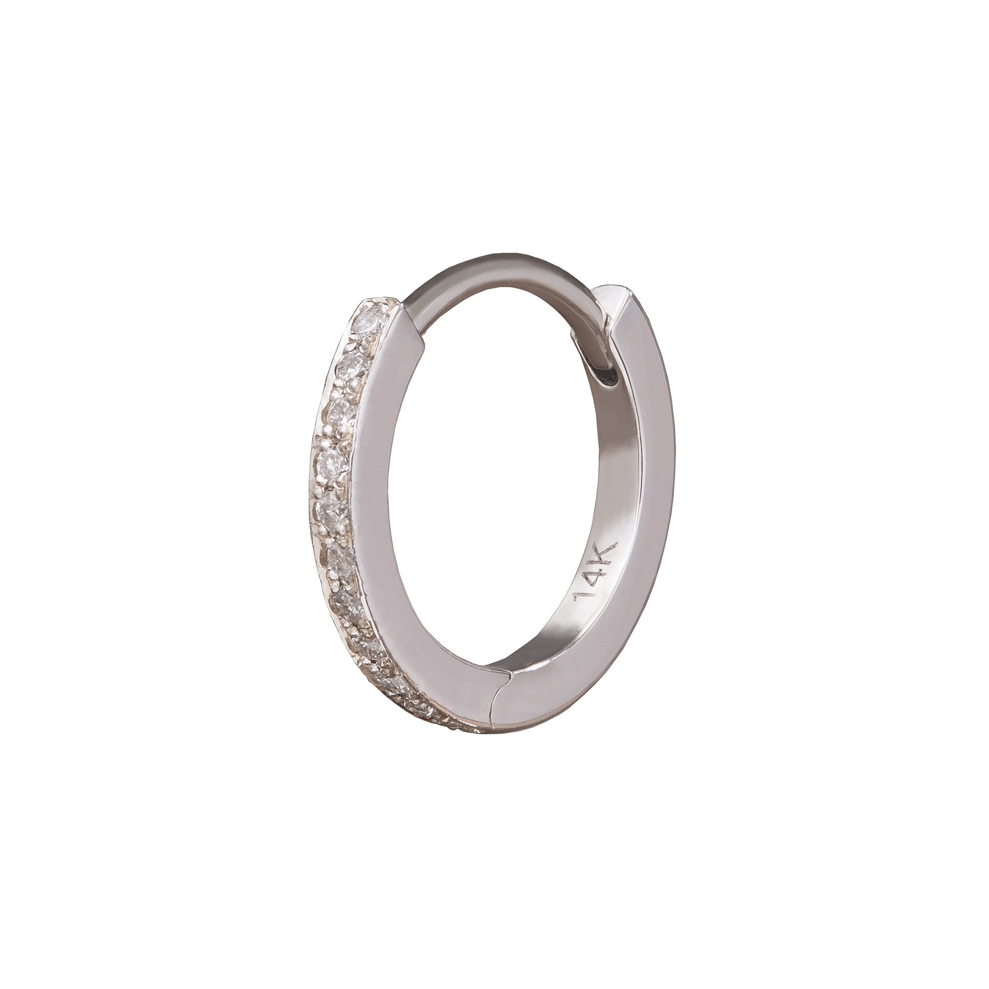 Trouver Half Paved Huggie 9.5mm - White Gold - Earrings - Broken English Jewelry