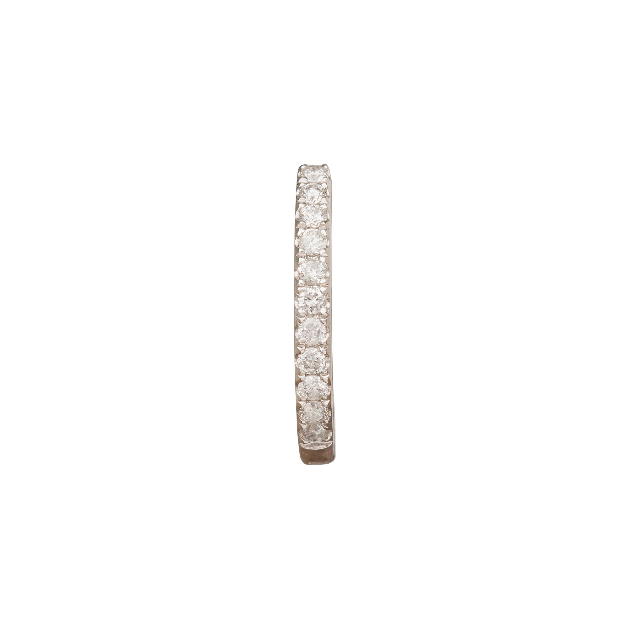 Trouver Half Paved Huggie 9.5mm - White Gold - Earrings - Broken English Jewelry
