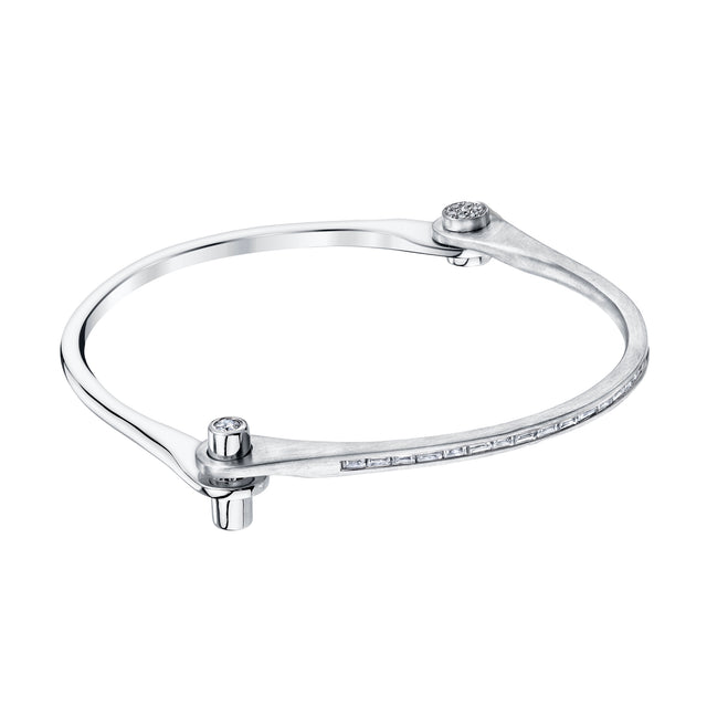 Borgioni Baguette Skinny Handcuff - White Gold - Broken English Jewelry