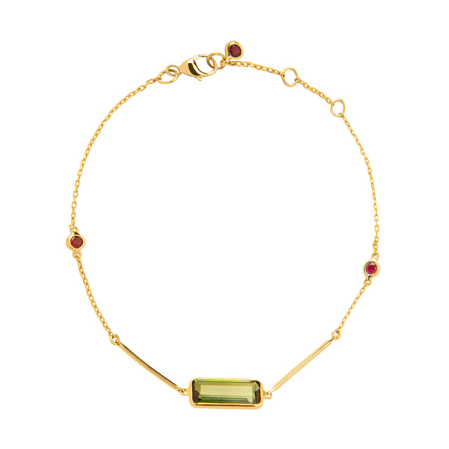YI Collection Bar Bracelet - Tourmaline & Ruby - Bracelets - Broken English Jewelry