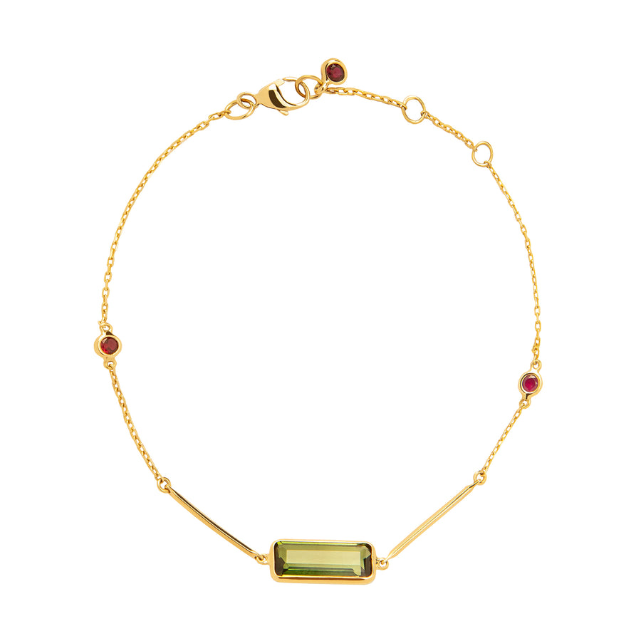 YI Collection Bar Bracelet - Tourmaline & Ruby - Bracelets - Broken English Jewelry
