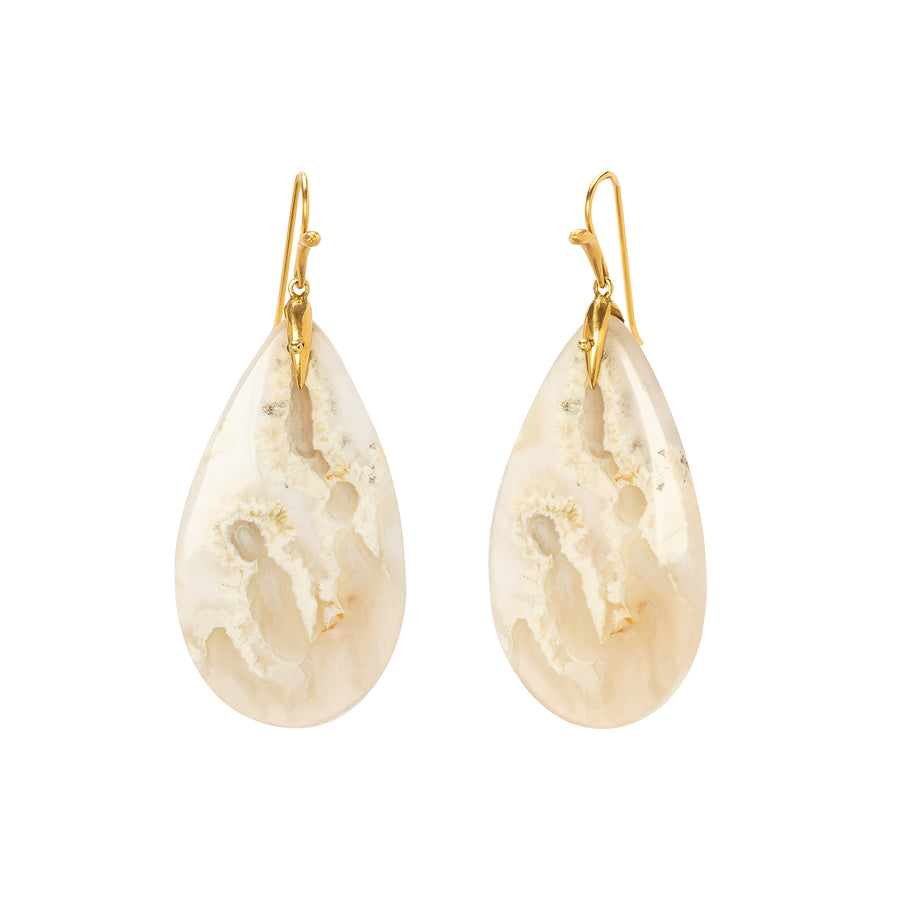 Annette Ferdinandsen Simple Bird Drop Earrings - Ploom Agate - Earrings - Broken English Jewelry