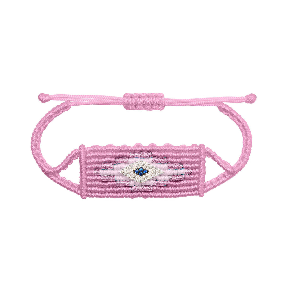 Diane Kordas Pink Square Evil Eye Woven Bracelet - Bracelets - Broken English Jewelry