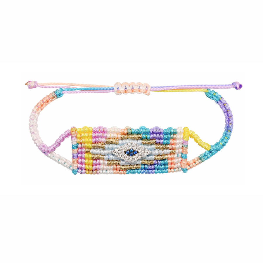 Diane Kordas Tie-Dye Square Evil Eye Woven Bracelet - Bracelets - Broken English Jewelry