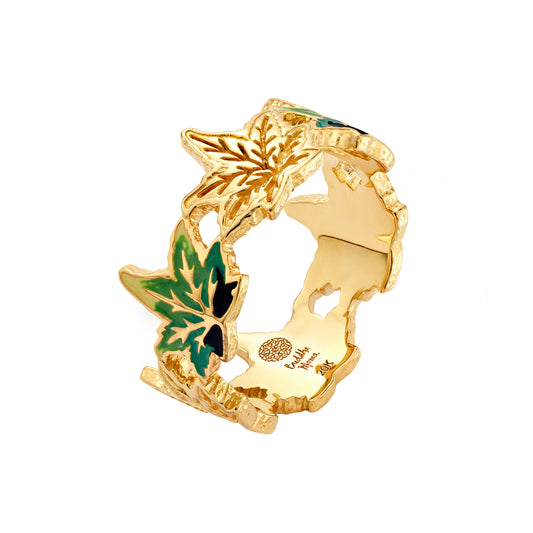 Enamel Weed Leaf Ring