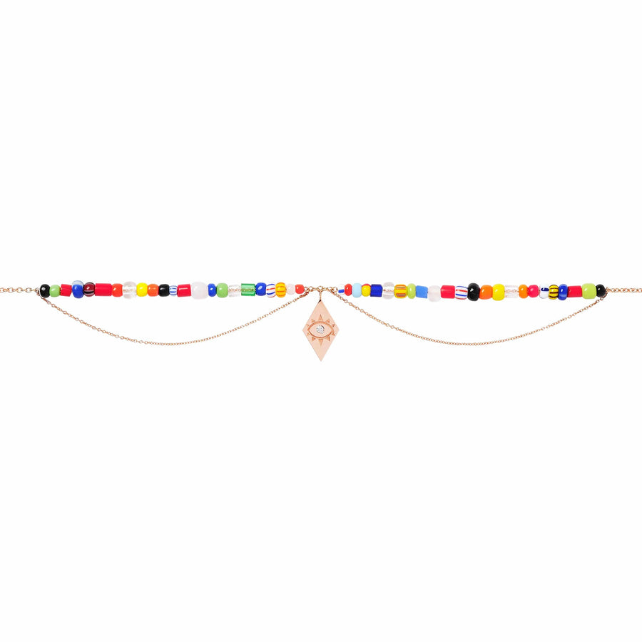 Diane Kordas Beaded Evil Eye Charm Anklet - Anklets - Broken English Jewelry