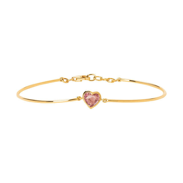 YI Collection Heart Bangle - Pink Sapphire - Bracelets - Broken English Jewelry
