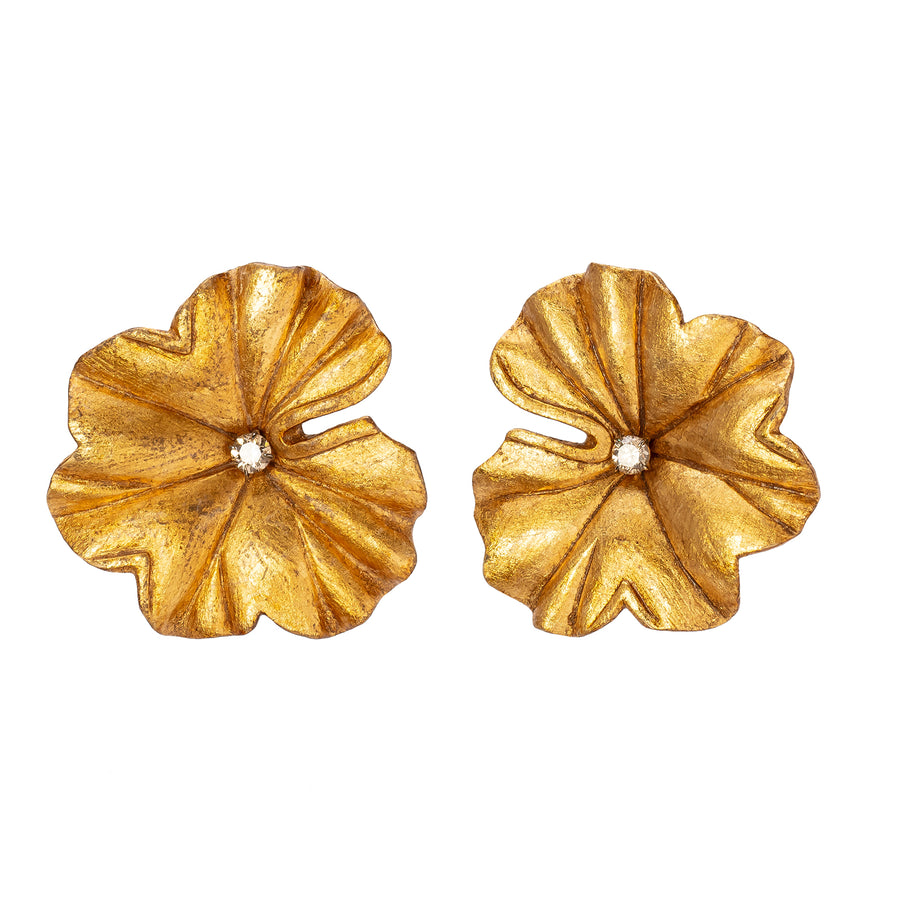 Silvia Furmanovich Marquetry Sculptural Geranium Leaf Earrings - Earrings - Broken English Jewelry
