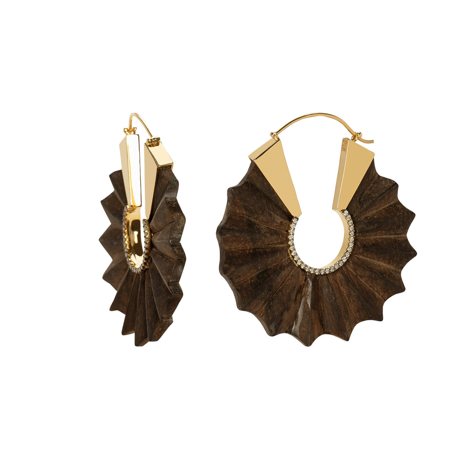 Silvia Furmanovich Carved Wood Hoops - Dark - Earrings - Broken English Jewelry