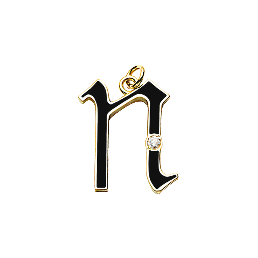 Foundrae Letter N Charm - Black - Charms & Pendants - Broken English Jewelry