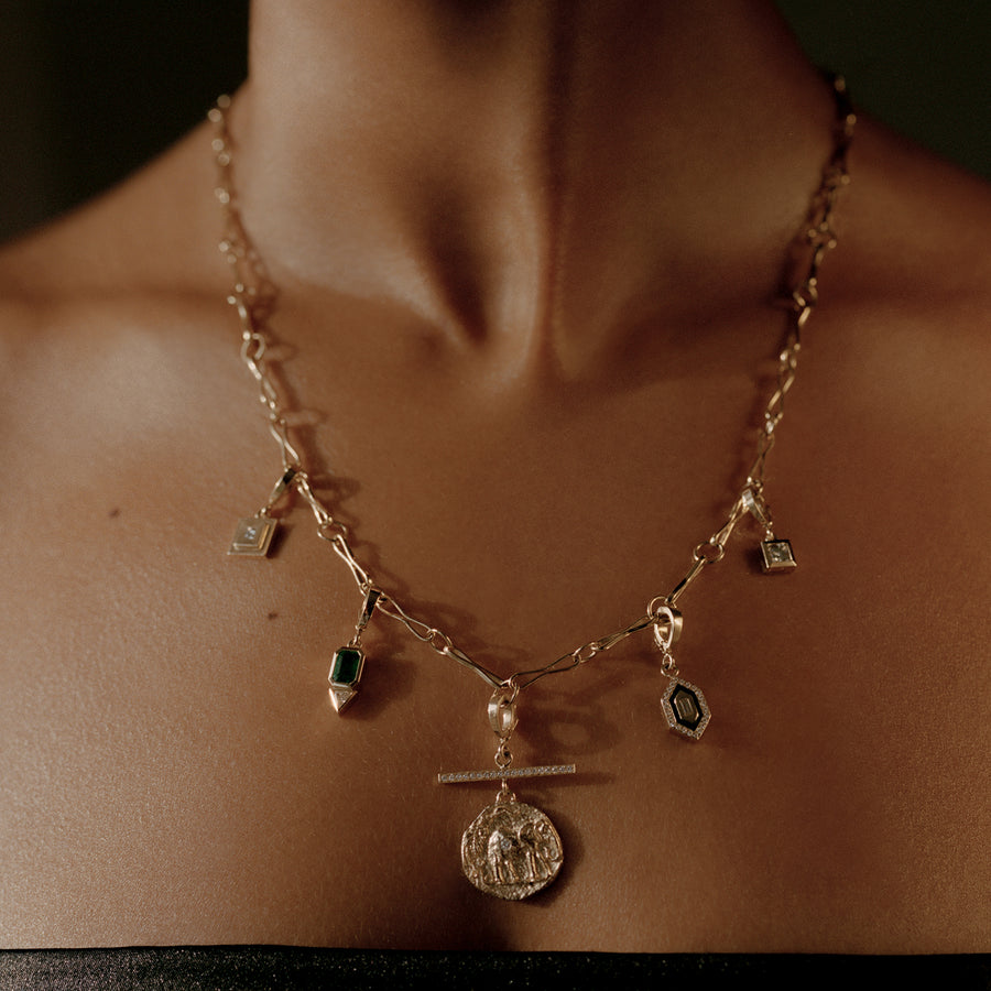 Azlee Emerald Carre Charm - Charms & Pendants - Broken English Jewelry