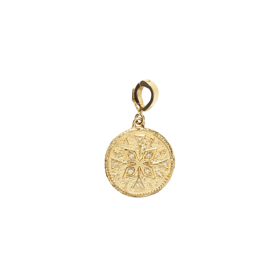 Āzlee Compass Diamond Coin Charm - Small - Charms & Pendants - Broken English Jewelry