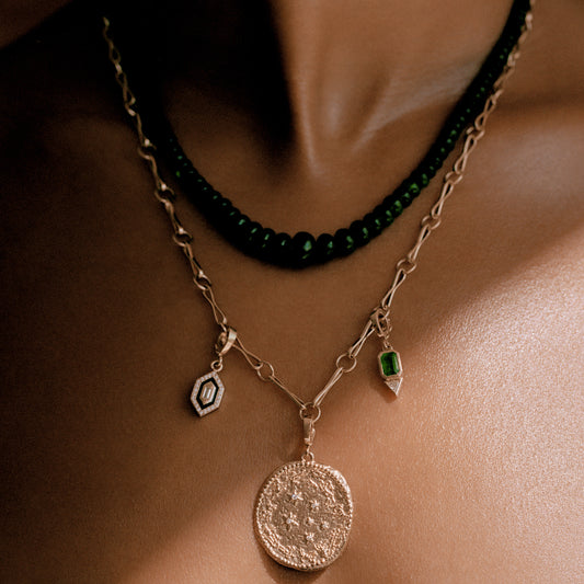 Trillion Small Diamond Charm - Emerald