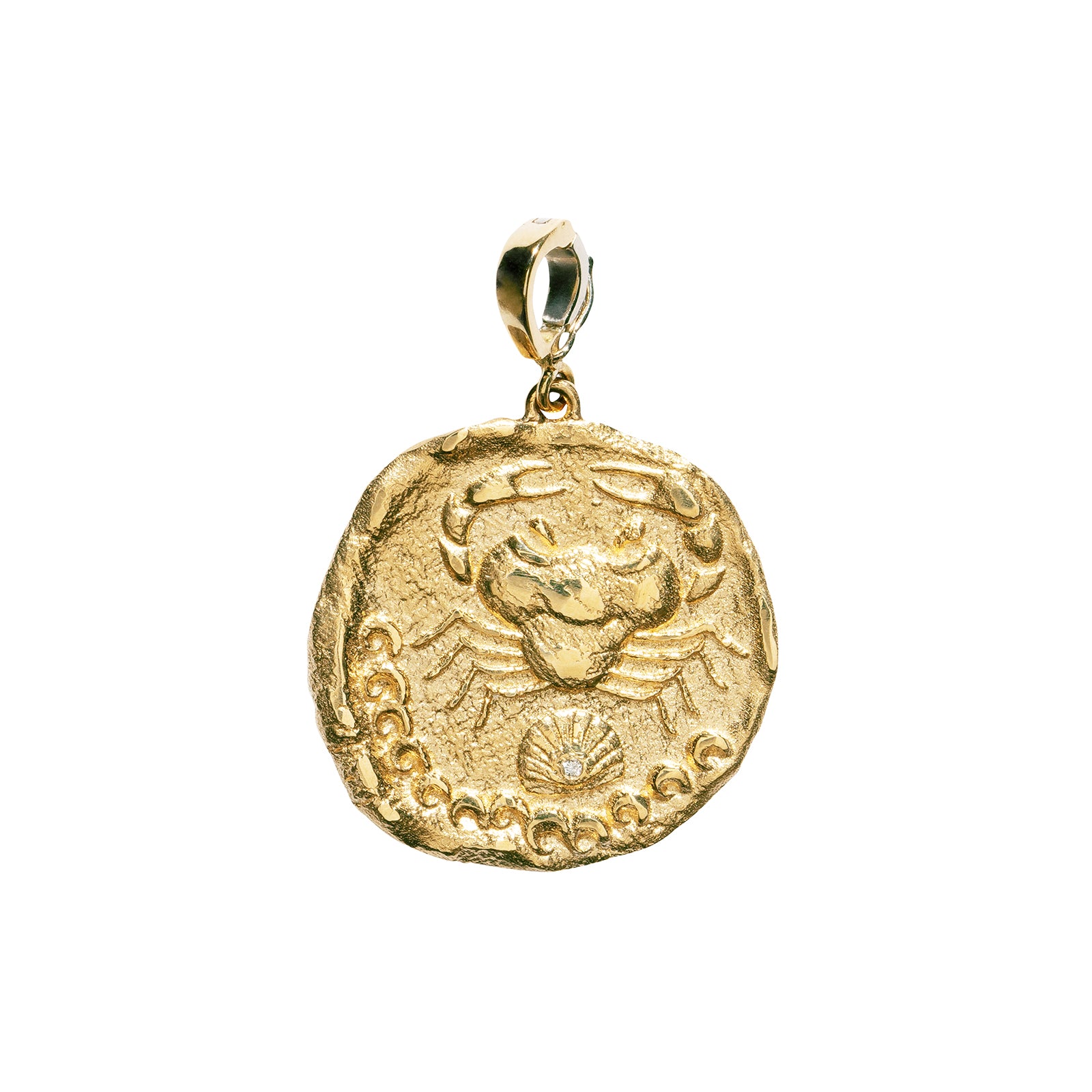 Āzlee Limited Edition Karkinos Large Diamond Coin Charm - Charms & Pendants - Broken English Jewelry