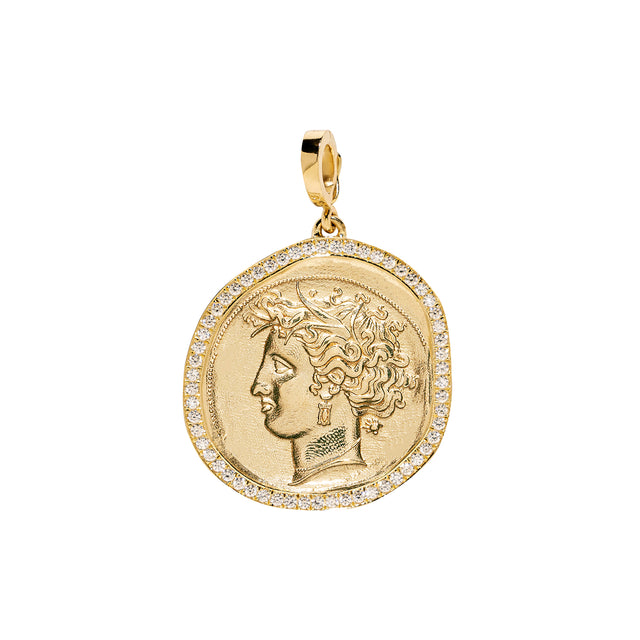 Āzlee Goddess Diamond Coin Charm - Large - Charms & Pendants - Broken English Jewelry