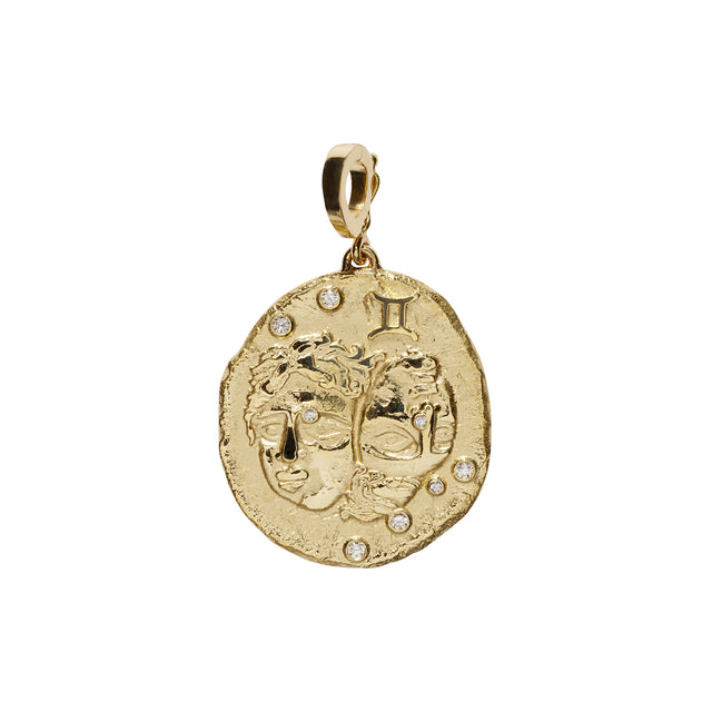 Āzlee Zodiac Large Coin Charm - Gemini - Charms & Pendants - Broken English Jewelry