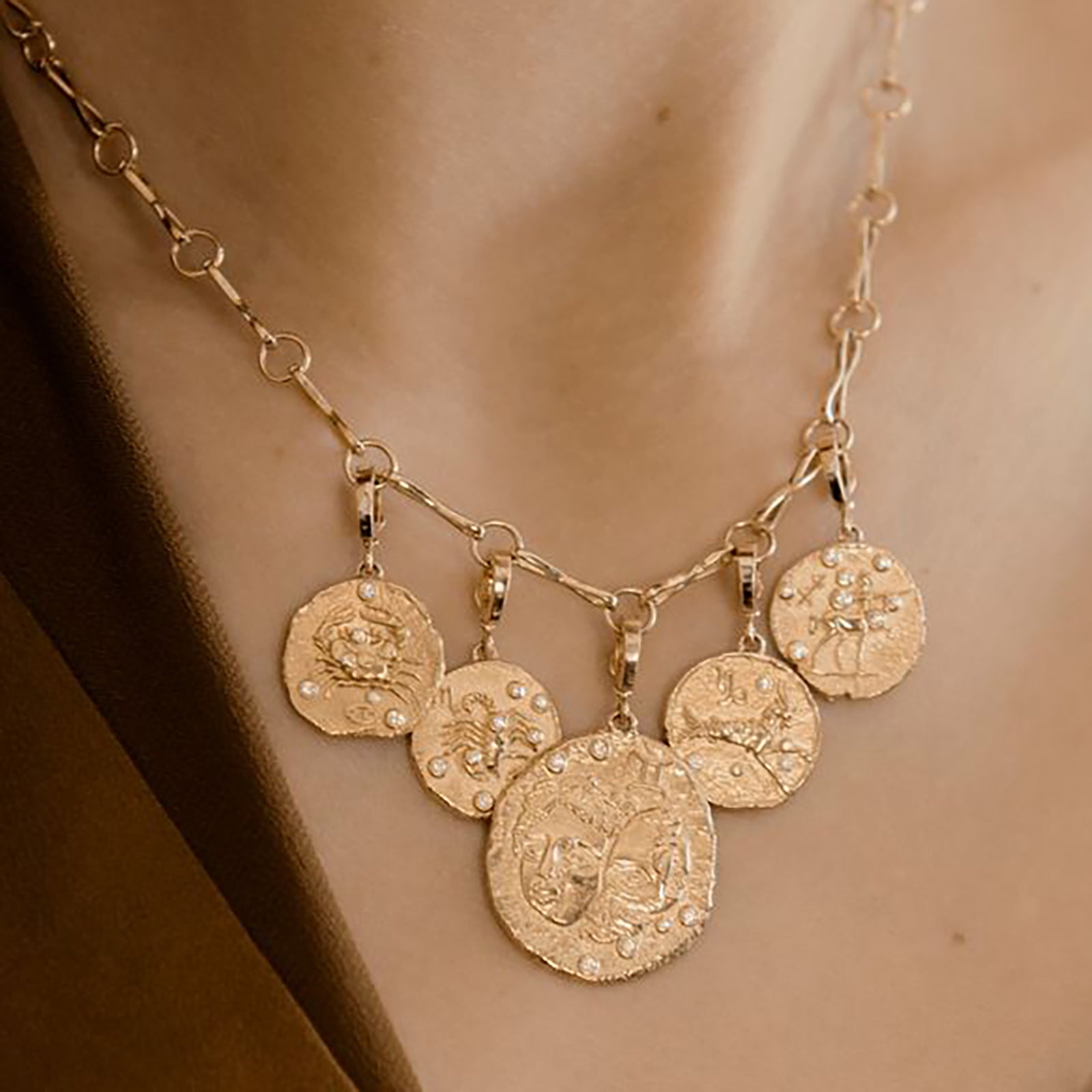 Āzlee Zodiac Large Coin Charm - Gemini - Charms & Pendants - Broken English Jewelry