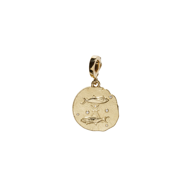 Azlee Zodiac Small Coin Charm - Pisces - Charms & Pendants - Broken English Jewelry