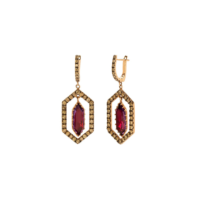 Larkspur & Hawk Caprice Floating Hex Earrings - Scarlet - Earrings - Broken English Jewelry