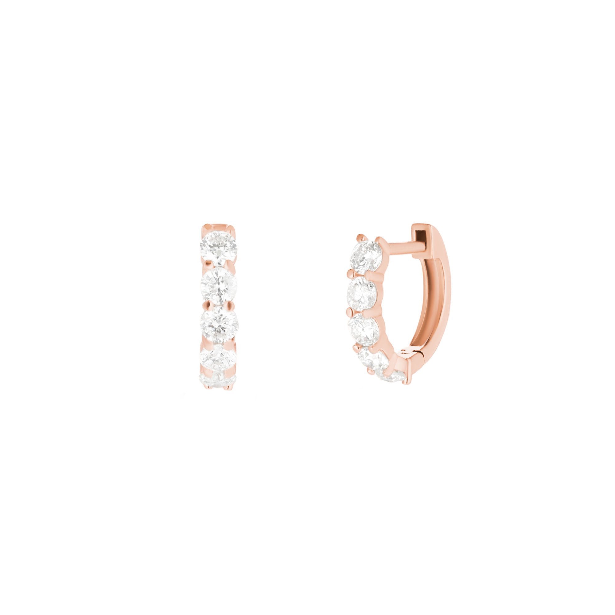 Carbon & Hyde Sparkler Huggies - Rose Gold - Earrings - Broken English Jewelry