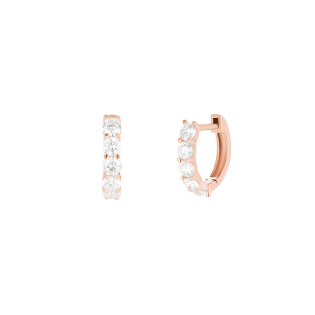 Carbon & Hyde Sparkler Huggies - Rose Gold - Earrings - Broken English Jewelry