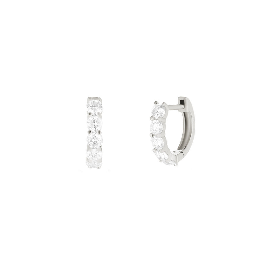 Carbon & Hyde Sparkler Huggies - White Gold - Earrings - Broken English Jewelry