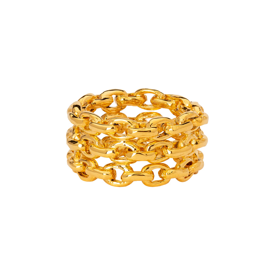 Patcharavipa Chain Three Row Ring - Yellow Gold - Broken English Jewelry